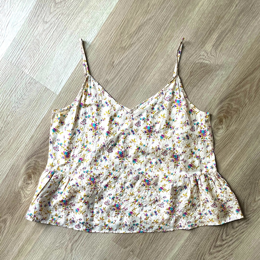 Cropped silk floral cami